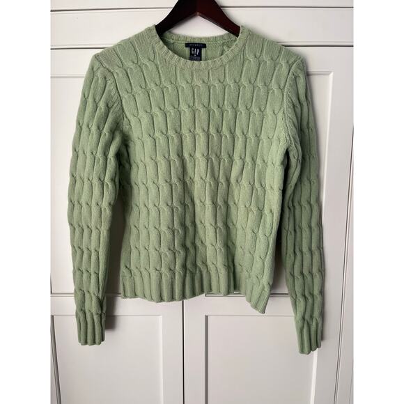 Gap women’s sage crewneck cable knit sweater Sz. M wool - Picture 1 of 6